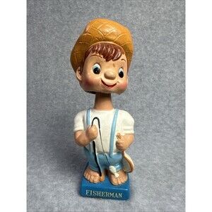 Vintage ‘50s ‘60s Bobblehead Nodder Fisherman Bank 9.5” NASCO Japan Bobble Head